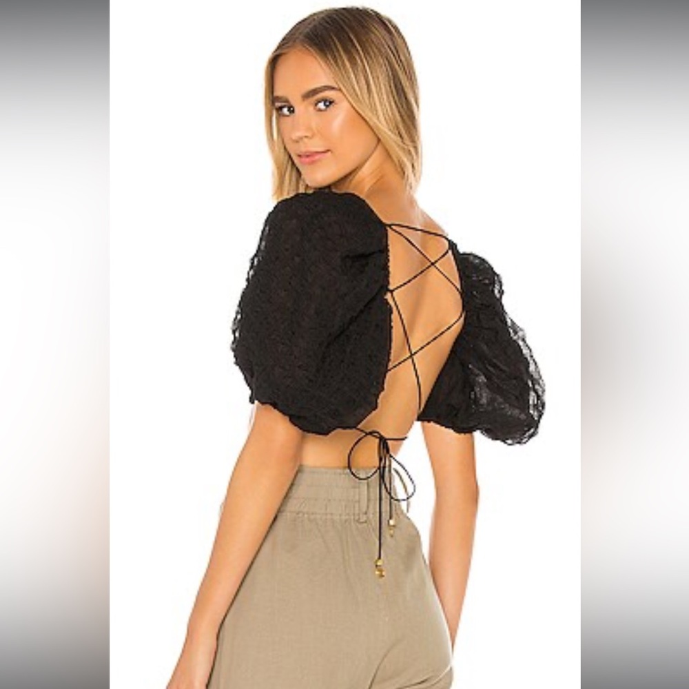 L’Academie The Lealia Crop Top Black Size M